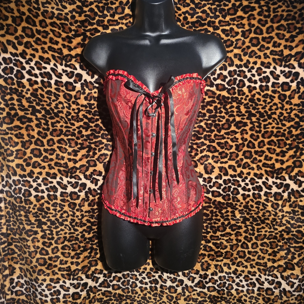Chic Red Lace-Up Corset